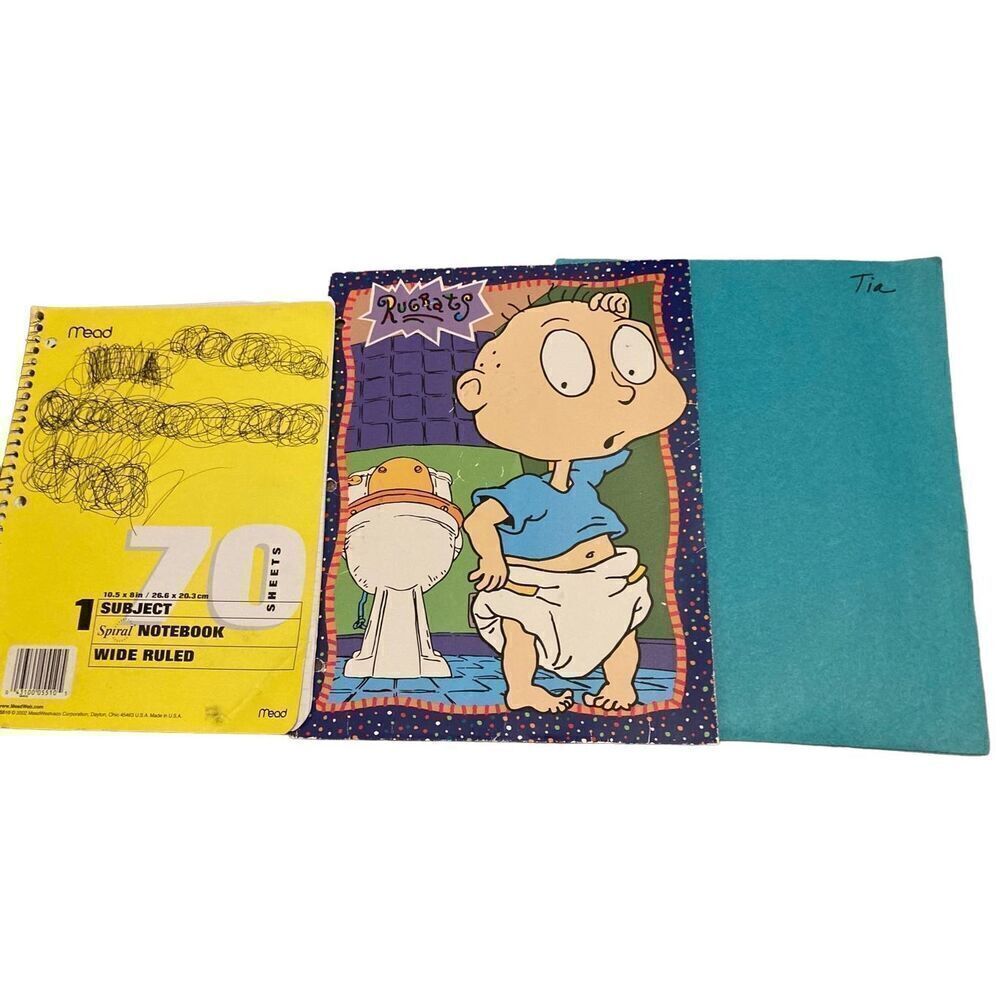 Vintage Preloved School Supplies Rugrats Folder Scrap Notebook Turquoise Folder